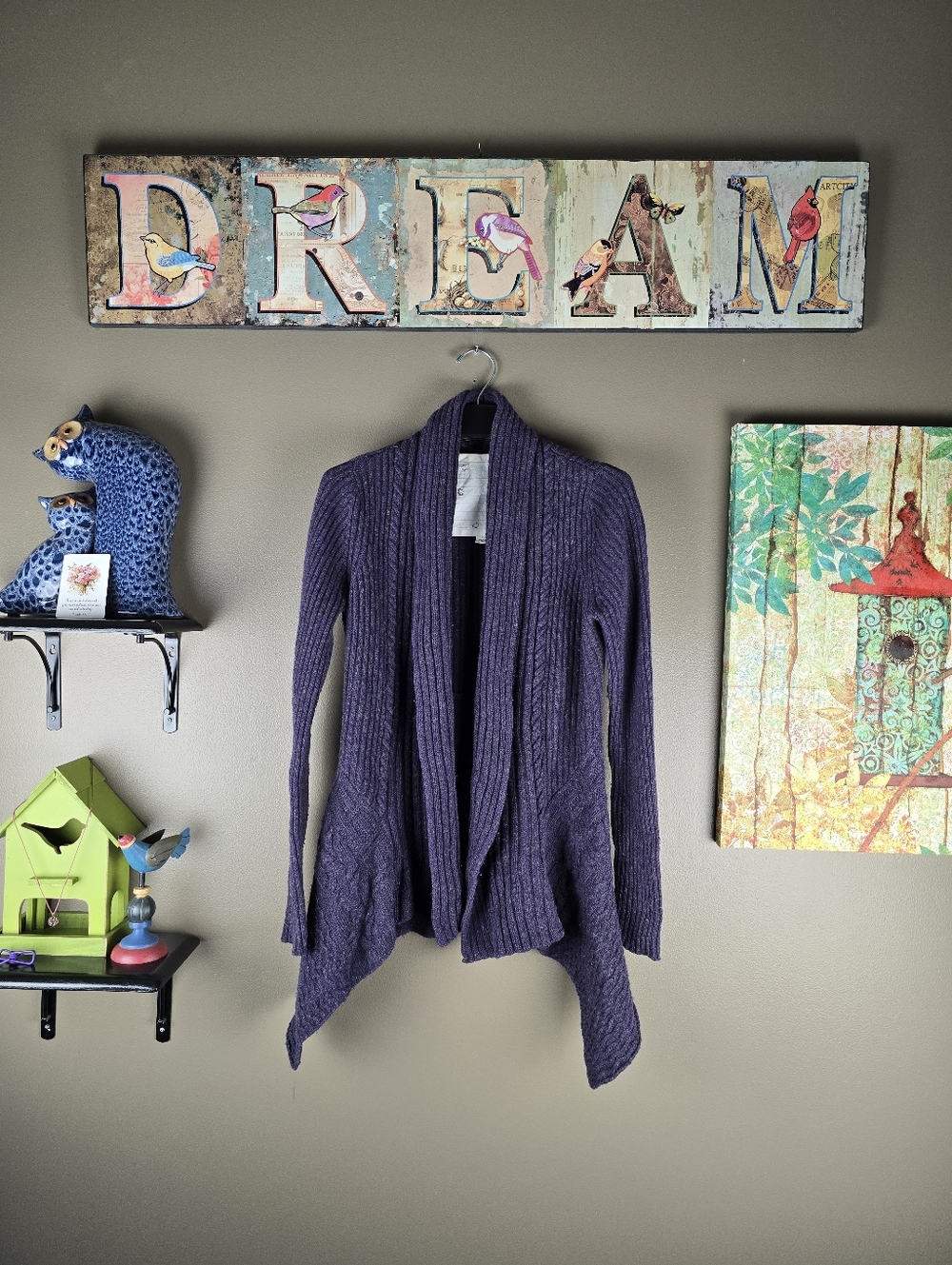 Anthropologie Canary Brand Open Front Asymetrical Sweater Cardigan Medium